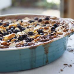 Rhubarb, Blueberry & Almond Oatmeal - Recipe photo by nutmegs seven