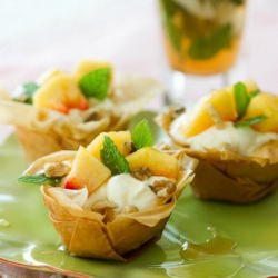 Phyllo Cups with Fresh Peaches - Recipe photo by cristinaferrarecooks