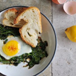 Skillet Eggs with Spinach - Recipe photo by blackdogfoodblog