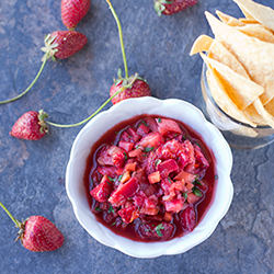 Strawberry Rhubarb Salsa - Recipe photo by thetomatotart