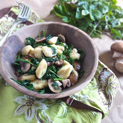 Gnocchi with Spring Greens, Criminis - Recipe photo by tsp basil