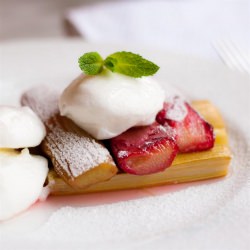 Poached Meringue with Baked Rhubarb - Recipe photo by cagsmith