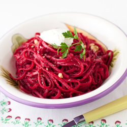Linguine with Roasted Beet Puree - Recipe photo by cooking melangery