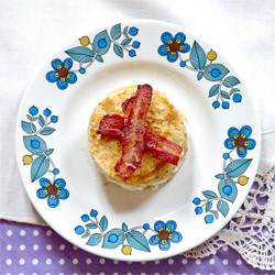 Maple Crêpe Cakes & Candied Bacon - Recipe photo by becskr