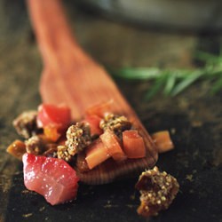 Raw Rhubarb & Strawberry Crumble - Recipe photo by sweetfreedom