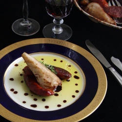Sausage and Pears - Recipe photo by FoodThroughthePages