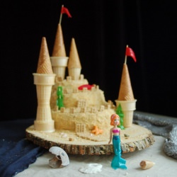 Little Mermaid Sandcastle Cake - Recipe photo by FoodThroughthePages