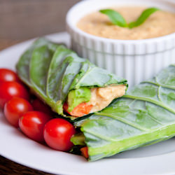Red Pepper Hummus Collard Wraps - Recipe photo by PicklesNHoney