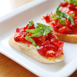 Strawberry & Tomato Bruschetta - Recipe photo by MegSalvia