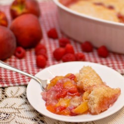 Peach & Raspberry Cobbler - Recipe photo by scratch to plate