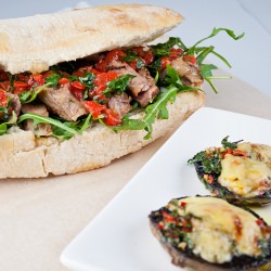 Steak Sarnie and Cheesy Mushrooms - Recipe photo by Suzanneper