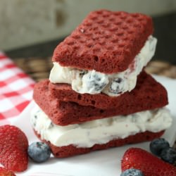 Red, White, & Blue Velvet Ice Cream - Recipe photo by snappygourmet