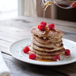 Raspberry Oat Whole Wheat Pancake - Recipe photo by simple craves and olive oil