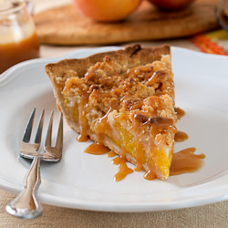 Salted Caramel Peach Crumble Pie - Recipe photo by EvilShenanigans