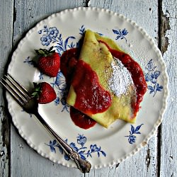 Strawberry Rhubarb Crepes - Recipe photo by sweetsugarbean