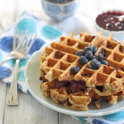Oatmeal Blueberry Waffles - Recipe photo by Running to the Kitchen