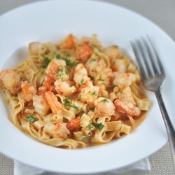 Prawn Pasta with Bisque Sauce - Recipe photo by Trissalicious