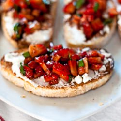Strawberry Basil Bruschetta - Recipe photo by dishinggourmet