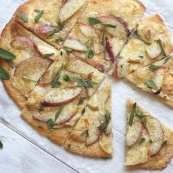 Nectarine, Sage & Brie Pizza - Recipe photo by Running to the Kitchen