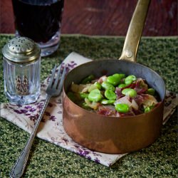 Broad Beans with Jamon - Recipe photo by wine_scribbler