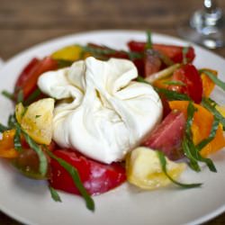 Heirloom Caprese Salad With Burrata - Recipe photo by foodrepublic