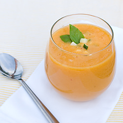 Peach Gazpacho - Recipe photo by Savory Simple