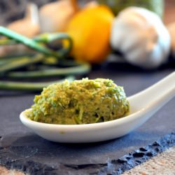 Garlic Scape Pesto Two Ways - Recipe photo by Food Well Said