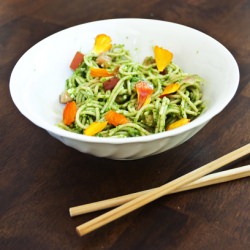 Nasturtium Pesto - Recipe photo by krsimkins