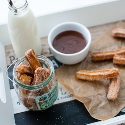 Churros with Chocolate Sauce - Recipe photo by bundaridha