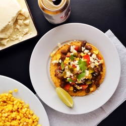 Pinto Bean and Corn Tostadas - Recipe photo by dinnersforwinners