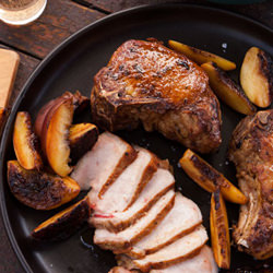 Grilled Pork Chops and Peaches - Recipe photo by bonappetitmagazine