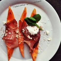 Grilled Cantaloupe + Speck - Recipe photo by okiedokieartichokie