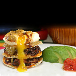 Poached Egg Porkchiladas - Recipe photo by lisamichele