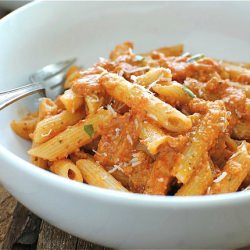 Penne with Trapanese Pesto - Recipe photo by BevCooks