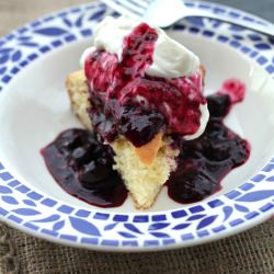 Buttermilk Cake w/ Blueberry Sauce - Recipe photo by ChannelingContessa