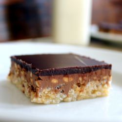 Chocolate PB Crispy Bars - Recipe photo by bakerita