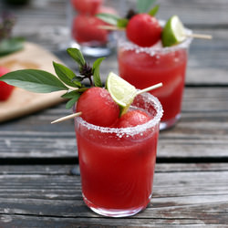 Thai Basil Watermelon Margaritas - Recipe photo by Bob Vivant