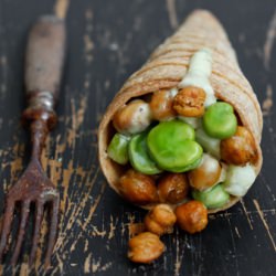 Cones W/ Roasted Chickpeas - Recipe photo by PureVegetarianByLakshmi