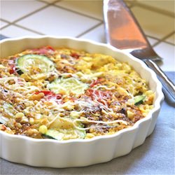 Corn, Zucchini, and Tomato Frittata - Recipe photo by TheWimpyVegetarian