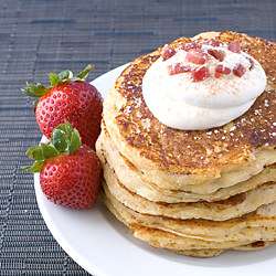 Bacon Polenta Pancakes - Recipe photo by Savory Simple