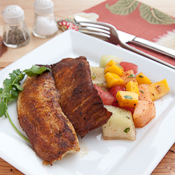 Tilapia Over Melon and Mango Salad - Recipe photo by pamrauber