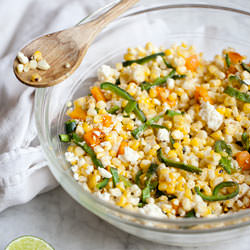 Corn & Pasilla Pepper Salad - Recipe photo by FoodieCrush