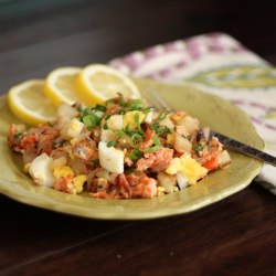 Smoked Salmon Red Potato Hash - Recipe photo by barefeetinthekitchen
