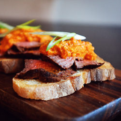 Espresso Steak & Romesco Tapas - Recipe photo by ptuorto