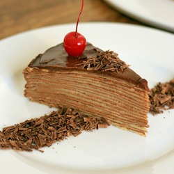 Chocolate Amaretto Crepe Cake - Recipe photo by thingsforboys