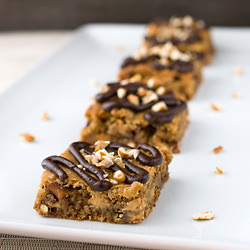 Chocolate Pretzel PB Blondies - Recipe photo by Savory Simple