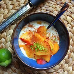 Spiced Yogurt with Peaches - Recipe photo by smallkitchenchronicles