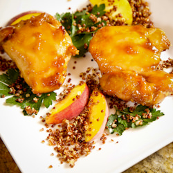 Peach Soy Maple Glazed Chicken - Recipe photo by ourapronstrings