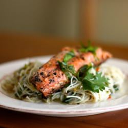 Seared Salmon and Coriander Noodles - Recipe photo by dough-eyed girls