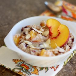 Peach Oatmeal with Cranberries - Recipe photo by barefeetinthekitchen